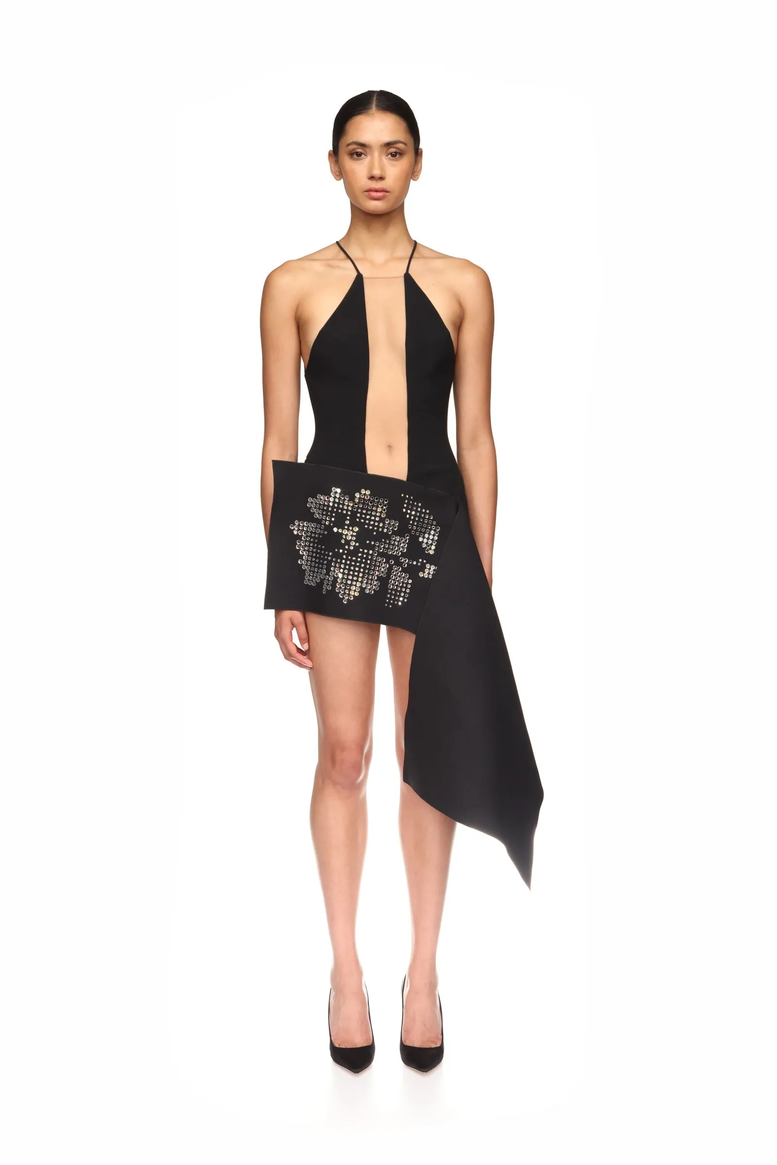 ASYMMETRIC MINI DRESS WITH SILVER FLOWER sold by David Koma product image thumbnail 2
