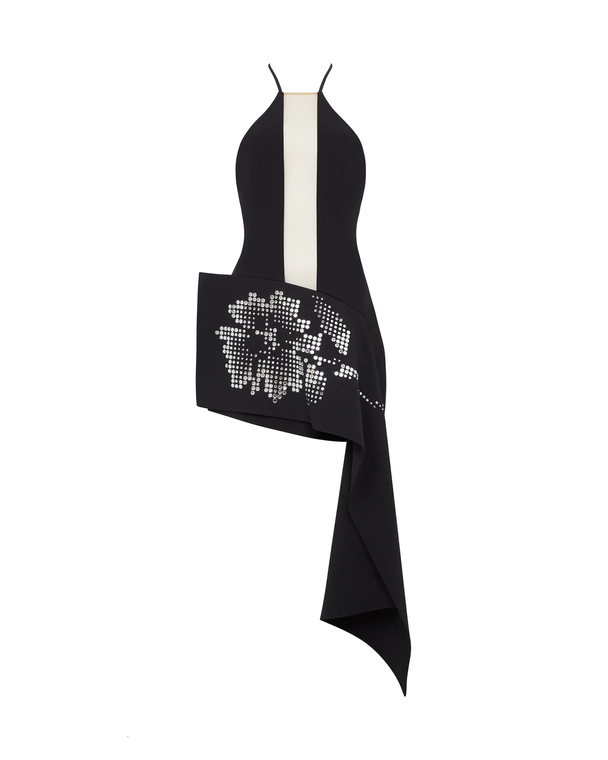 ASYMMETRIC MINI DRESS WITH SILVER FLOWER sold by David Koma