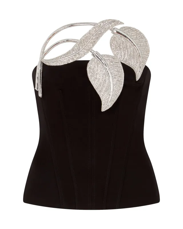 CRYSTAL LEAF CORSET TOP made by David Koma