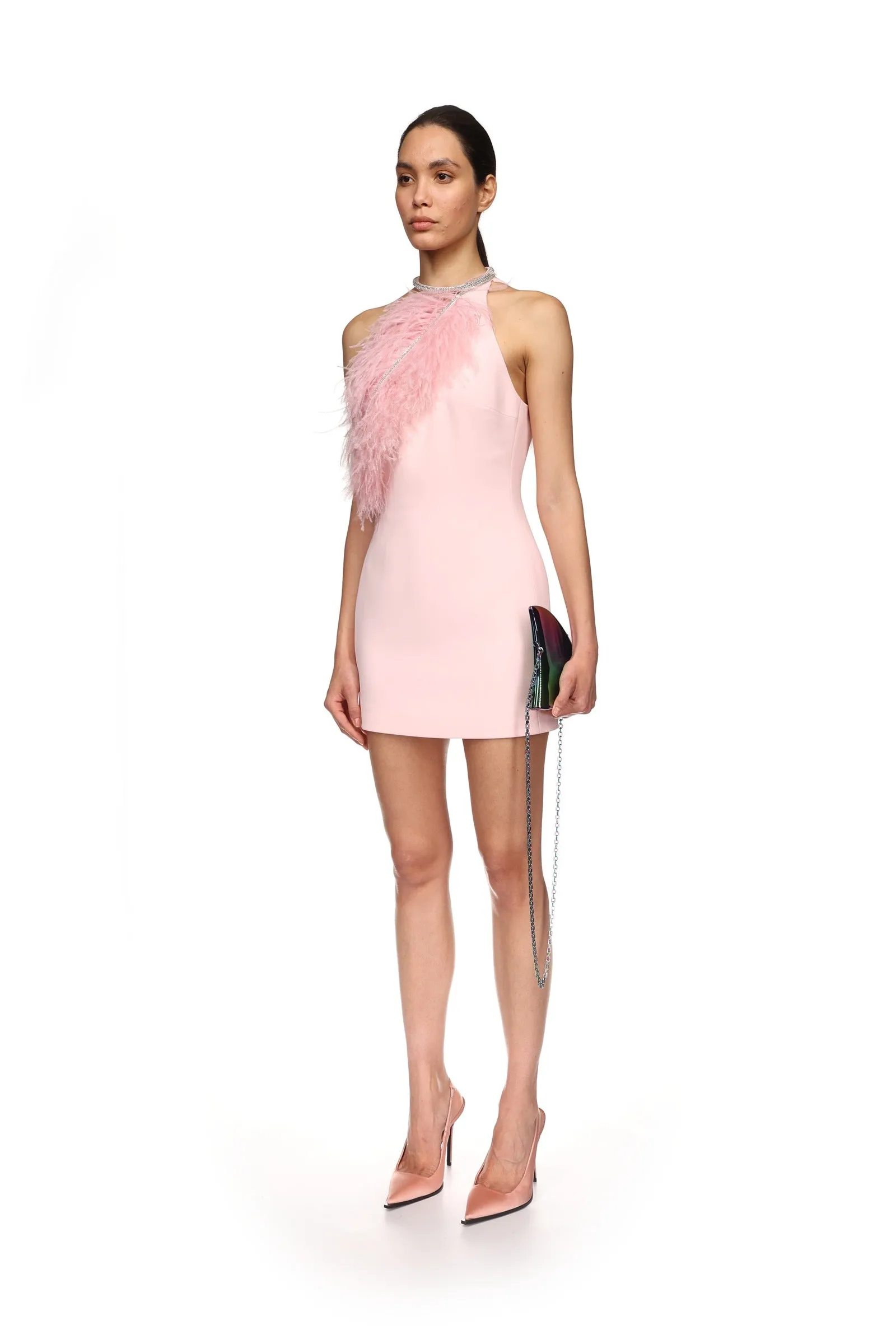 CRYSTAL FEATHER HALTER MINI DRESS sold by David Koma product image thumbnail 3