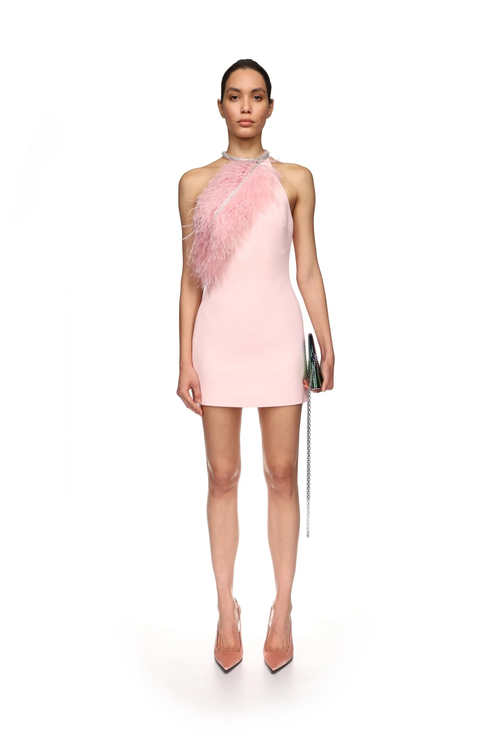 CRYSTAL FEATHER HALTER MINI DRESS sold by David Koma product image thumbnail 2
