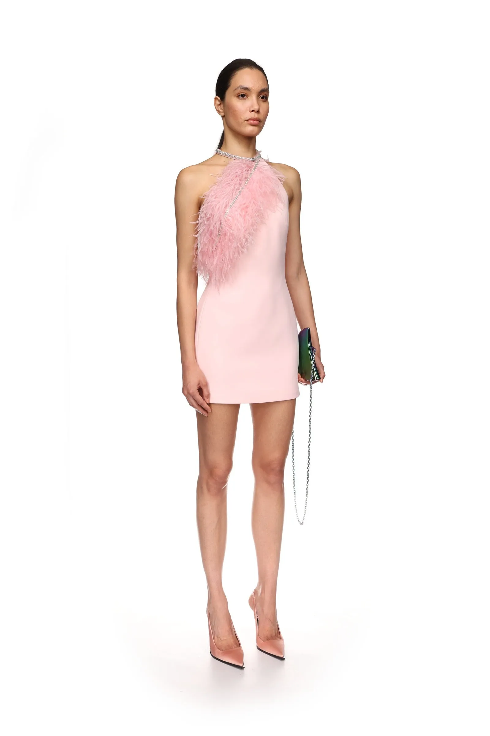 CRYSTAL FEATHER HALTER MINI DRESS sold by David Koma product image thumbnail 4