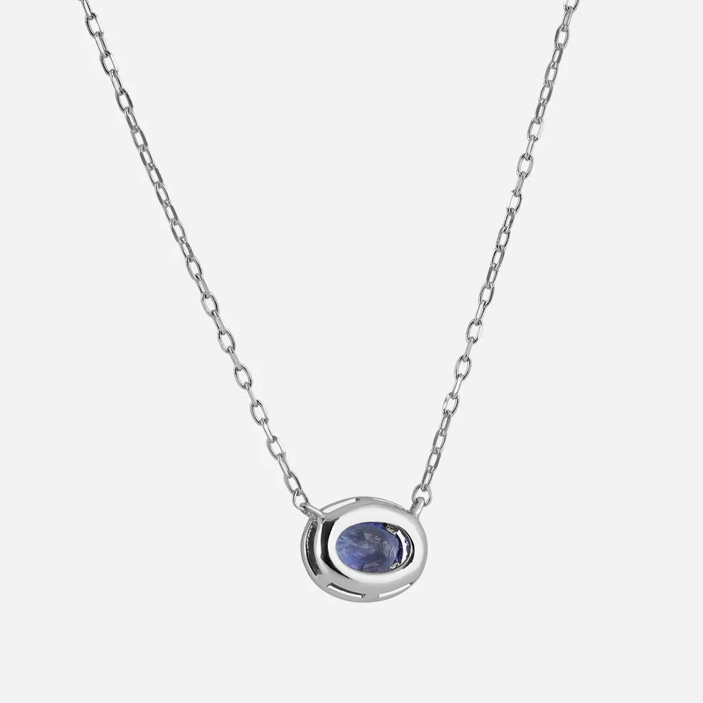 Oval Halo Sapphire Pendant Necklace sold by 7879 product image thumbnail 3