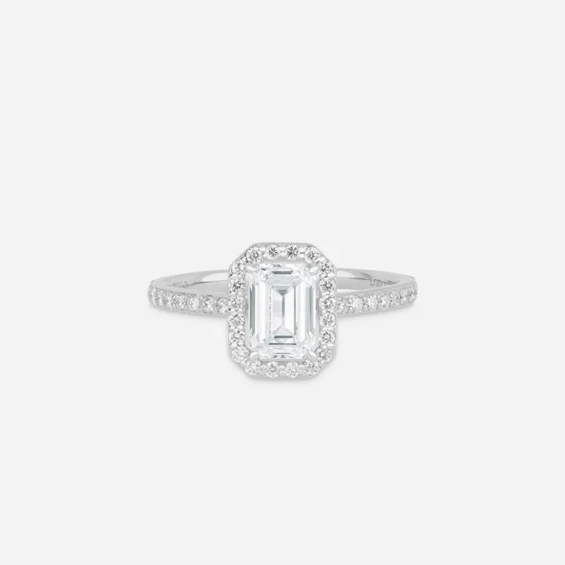 Emerald Cut Halo Diamond Ring - Colour D/VVS made by 7879