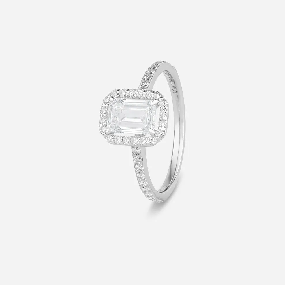 Emerald Cut Halo Diamond Ring - Colour D/VVS sold by 7879 product image thumbnail 4