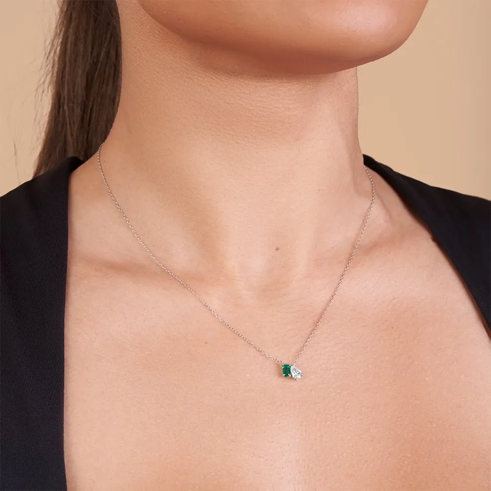 Emerald and Pear Diamond Pendant Necklace - Colour D/VVS sold by 7879 product image thumbnail 2