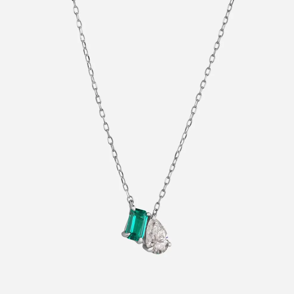 Emerald and Pear Diamond Pendant Necklace - Colour D/VVS sold by 7879 product image thumbnail 5