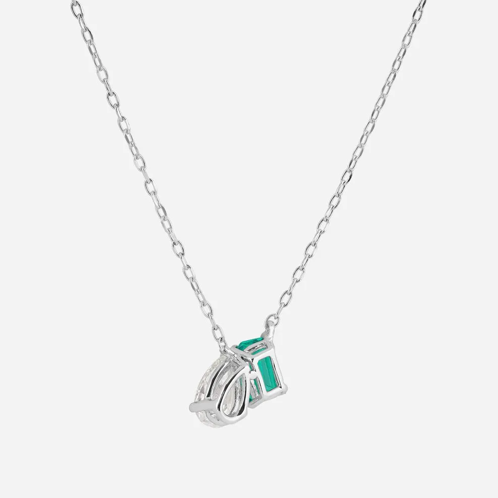 Emerald and Pear Diamond Pendant Necklace - Colour D/VVS sold by 7879 product image thumbnail 3