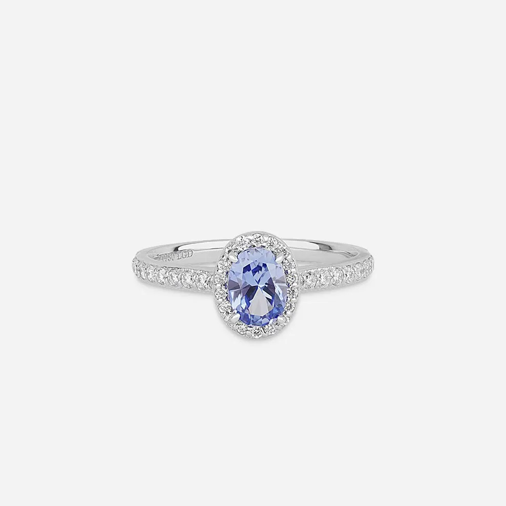 Oval Halo Sapphire Ring - Colour D/VVS sold by 7879