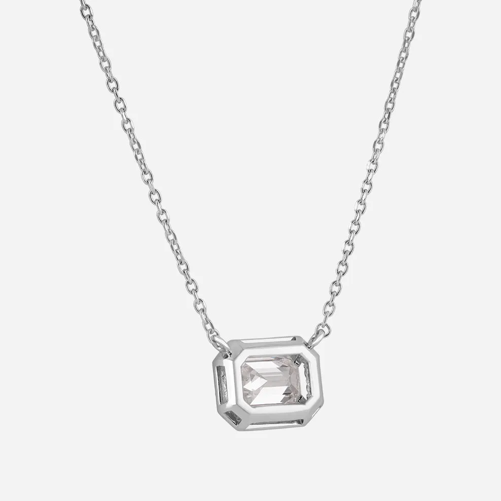 Emerald Cut Diamond Halo Pendant Necklace - Colour D/VVS sold by 7879 product image thumbnail 3