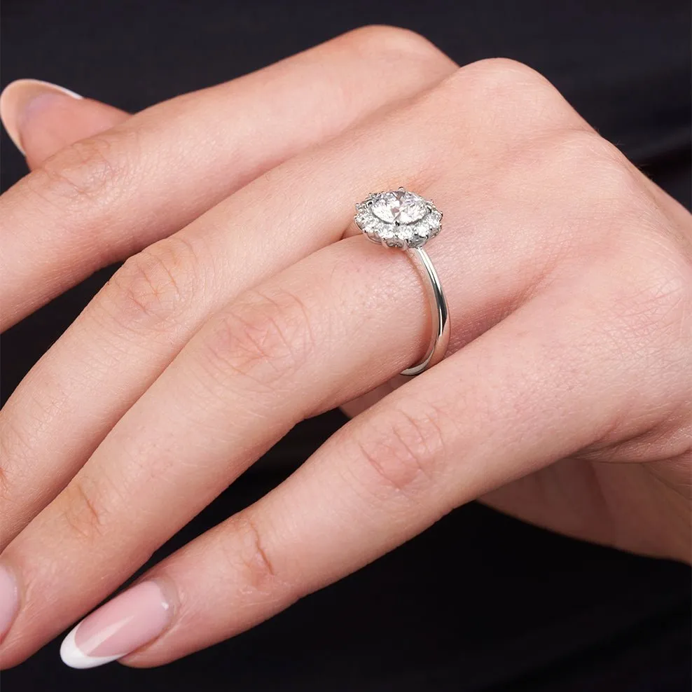 Round Cut Halo Diamond Ring - Colour D/VVS sold by 7879 product image thumbnail 2