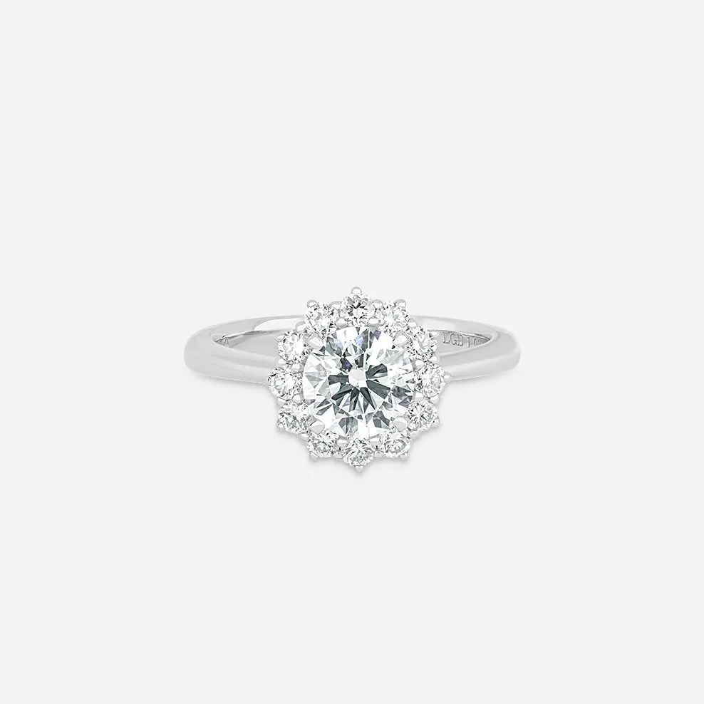 Round Cut Halo Diamond Ring - Colour D/VVS sold by 7879