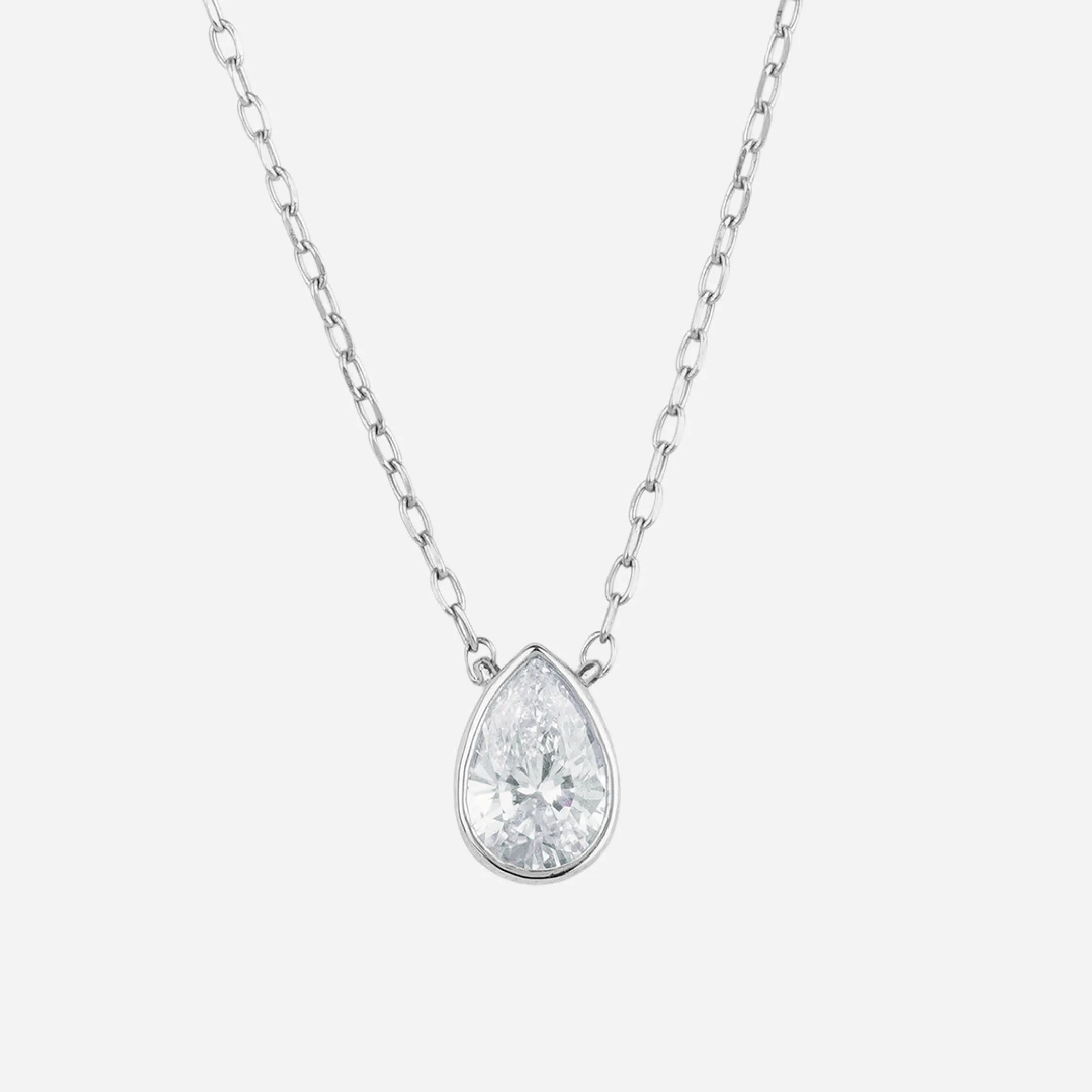 Pear Diamond Pendant Necklace - Colour D/VVS sold by 7879