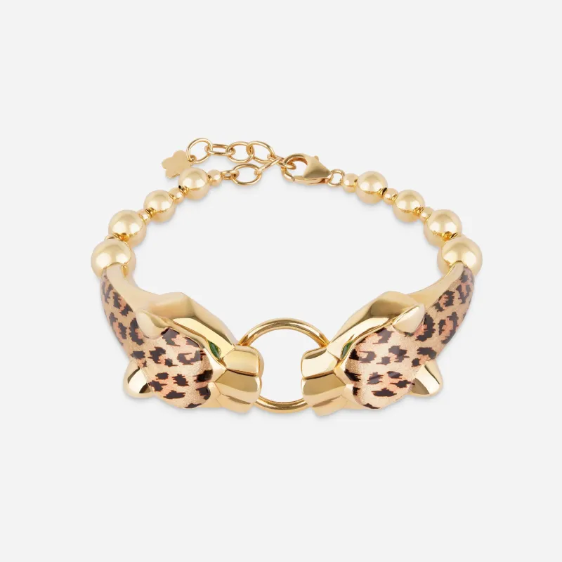 Twin Leopard Bead Chain Bracelet - 18k made by 7879