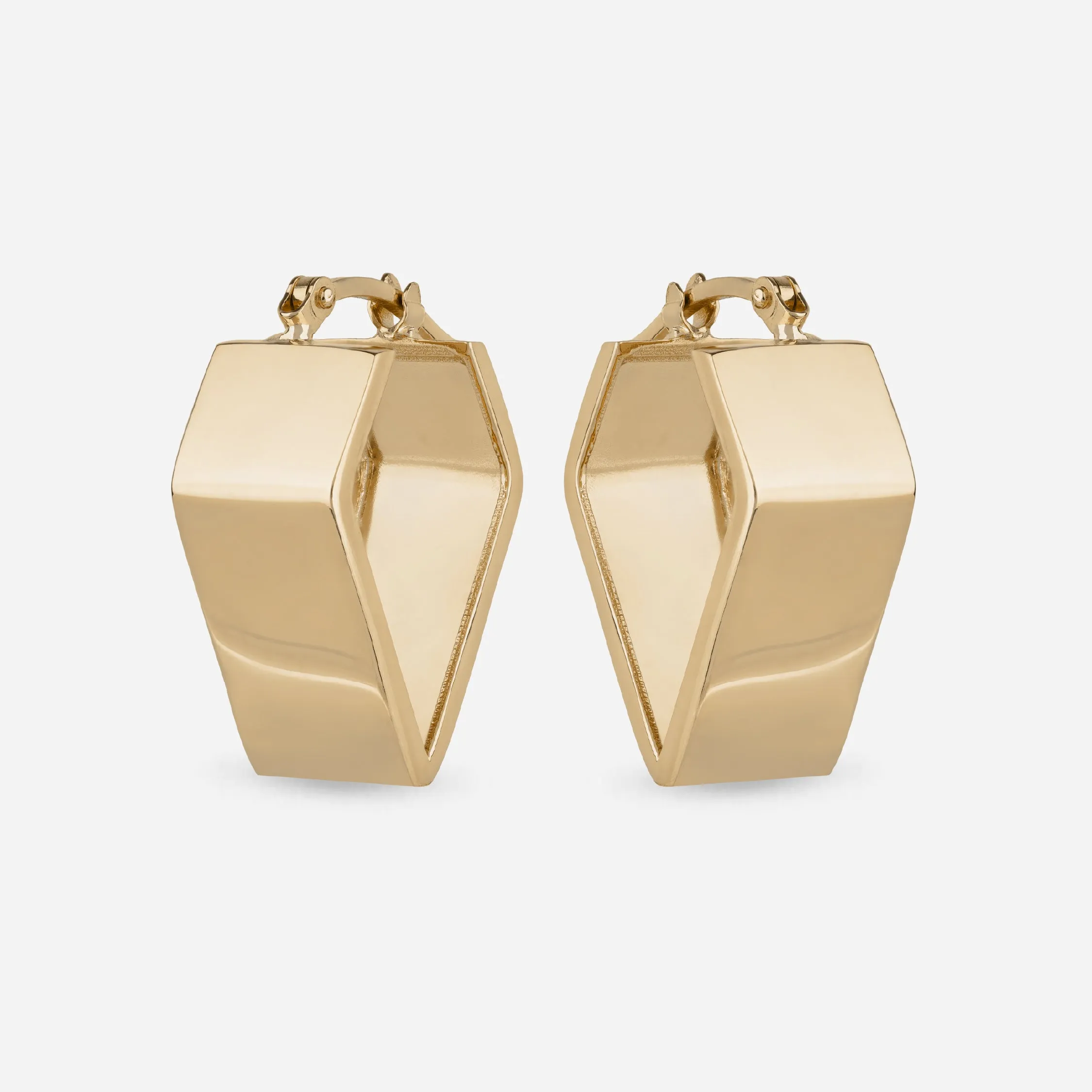 Flat Diamond Shape Hoop Earrings - 18k sold by 7879
