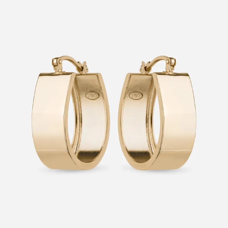 Classic Flat Gold Hoop Earrings - 18k made by 7879