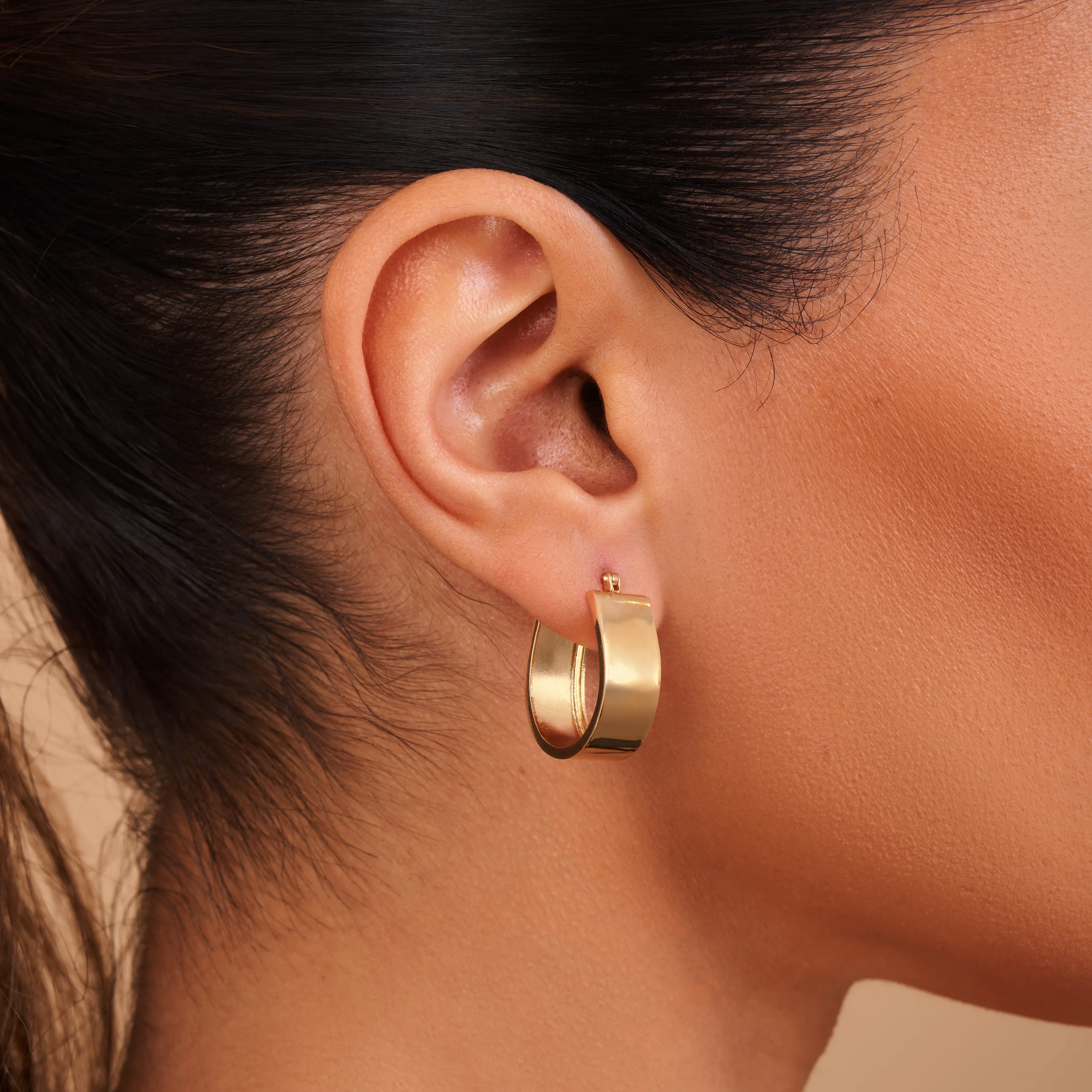 Classic Flat Gold Hoop Earrings - 18k sold by 7879 product image thumbnail 2