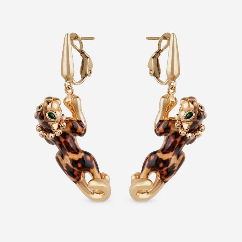 Leopard Sculptural Drop Earrings - 18k made by 7879