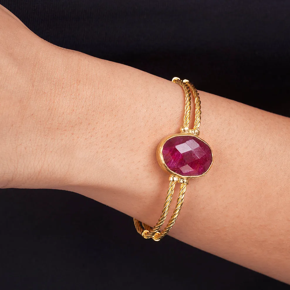 Ruby Coloured Stone Adjustable Cuff sold by 7879 product image thumbnail 2