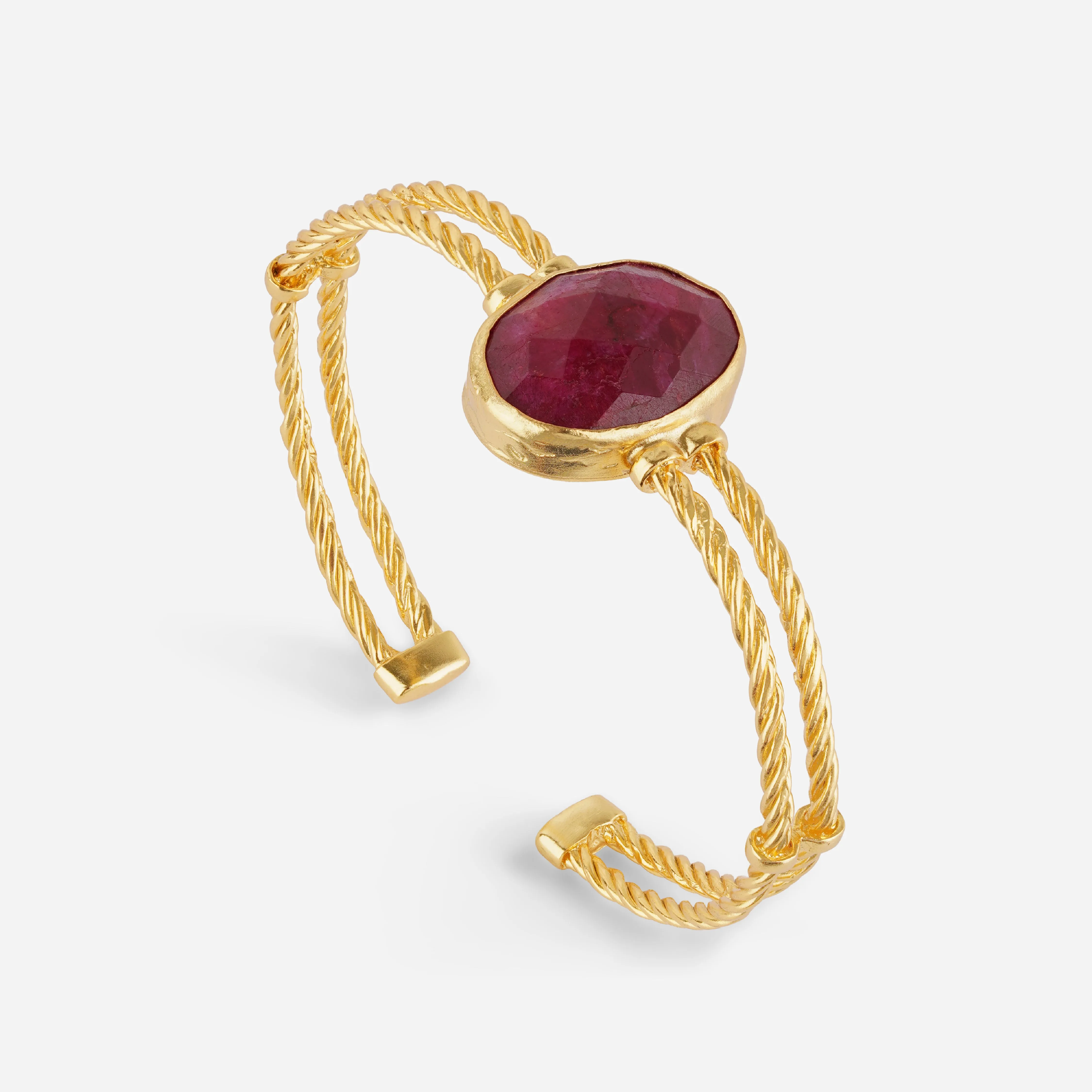 Ruby Coloured Stone Adjustable Cuff sold by 7879