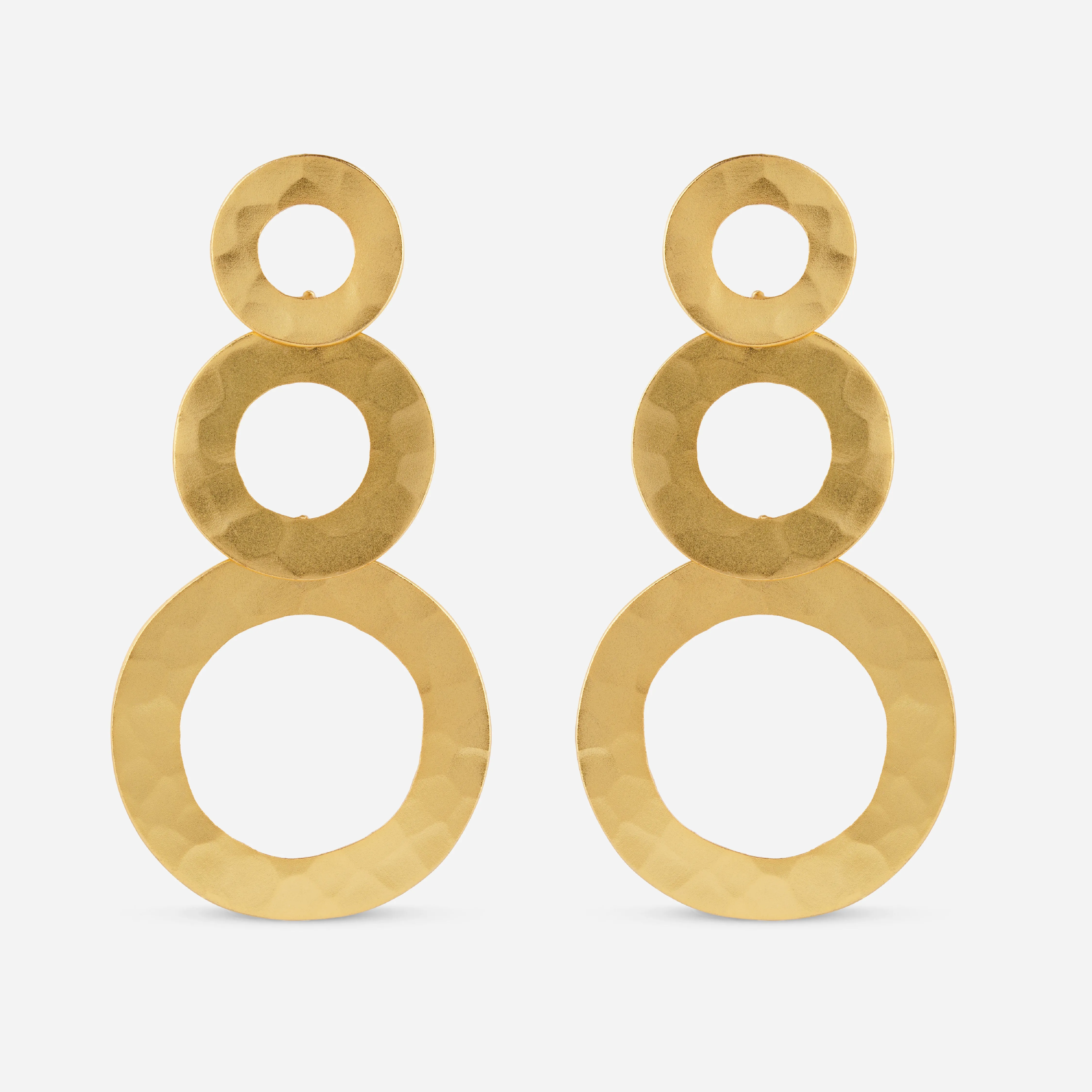 Hammered Gold Circle Drop Earrings sold by 7879 product image thumbnail 3