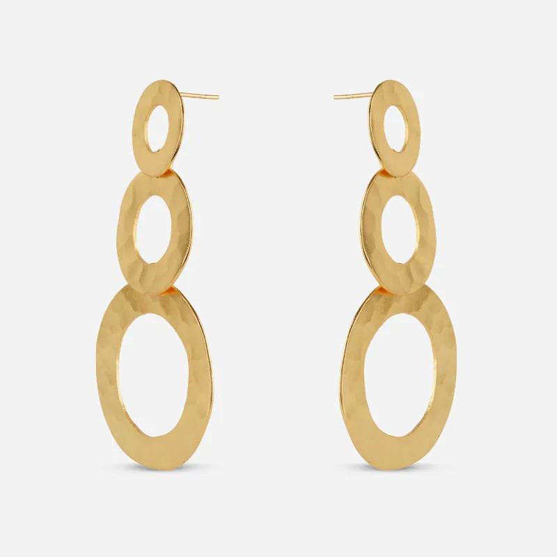 Hammered Gold Circle Drop Earrings made by 7879