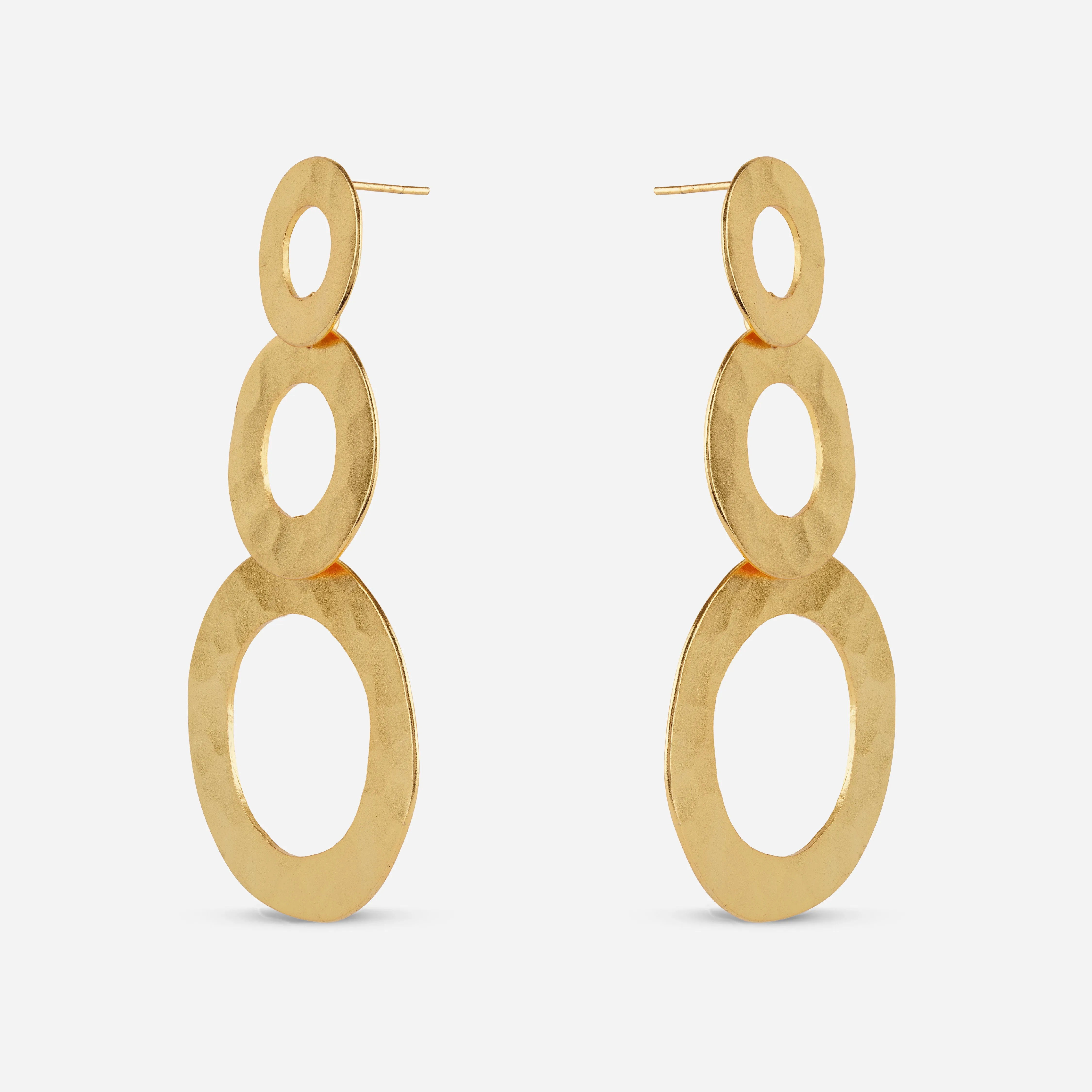 Hammered Gold Circle Drop Earrings sold by 7879