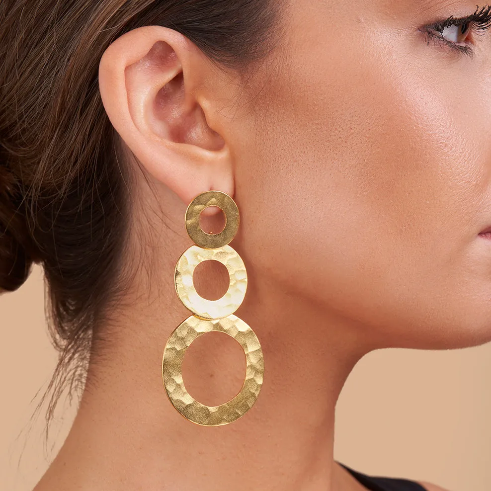 Hammered Gold Circle Drop Earrings sold by 7879 product image thumbnail 2