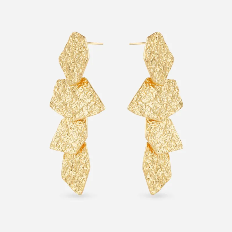 Crushed Gold Texture Drop Earrings made by 7879
