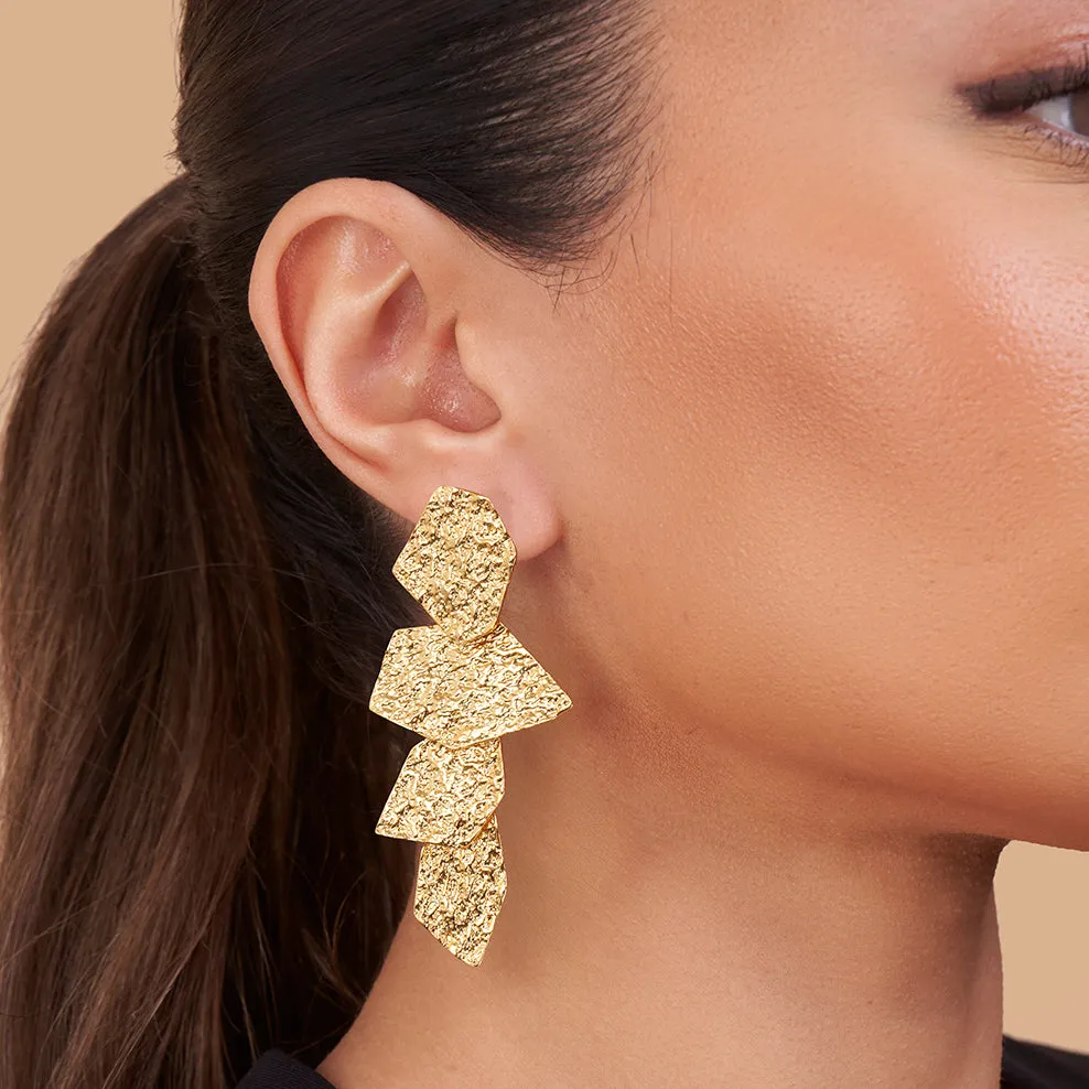 Crushed Gold Texture Drop Earrings sold by 7879 product image thumbnail 4