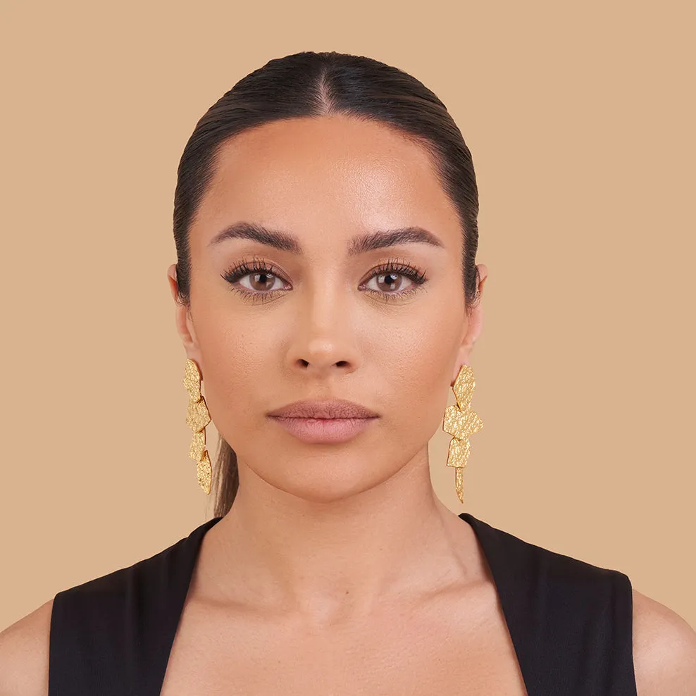 Crushed Gold Texture Drop Earrings sold by 7879 product image thumbnail 2
