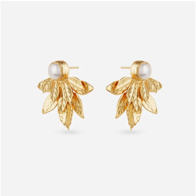Majorca Pearl Leaf Earrings made by 7879