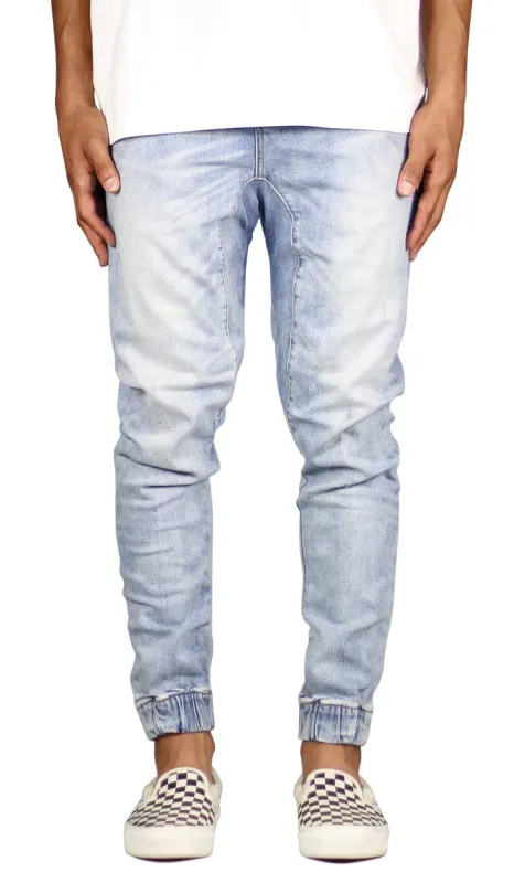 LT.Blue Drop Crotch Denim Joggers sold by Hyper Denim