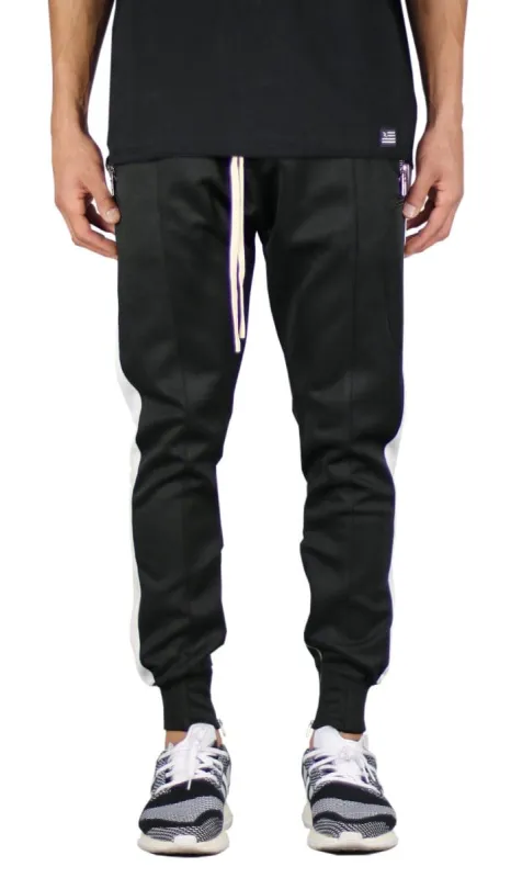 Black Track Zipper Jogger sold by Hyper Denim