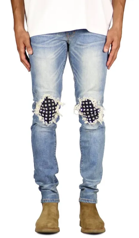 M.Blue Studded Jeans sold by Hyper Denim