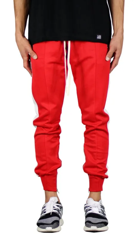 Red Track Zipper Joggers sold by Hyper Denim