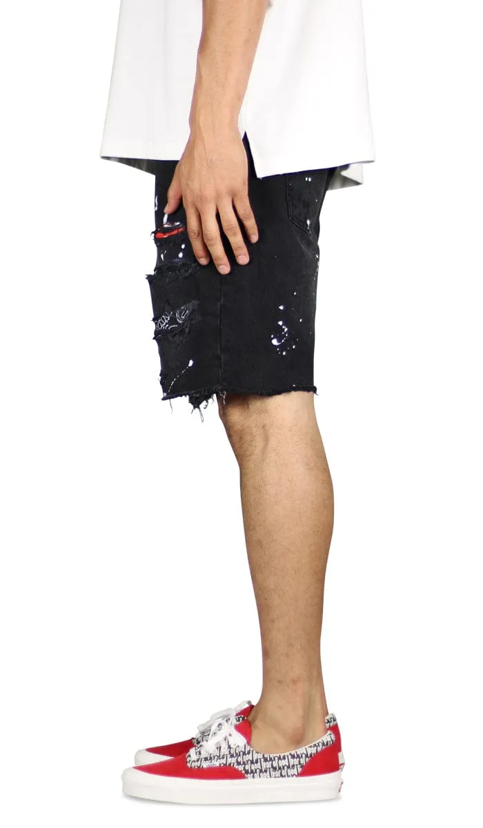 Black Patch Denim Shorts sold by Hyper Denim product image thumbnail 3
