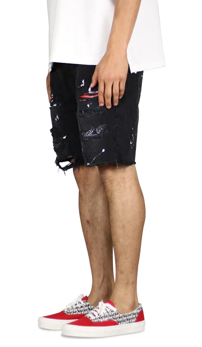 Black Patch Denim Shorts sold by Hyper Denim product image thumbnail 2