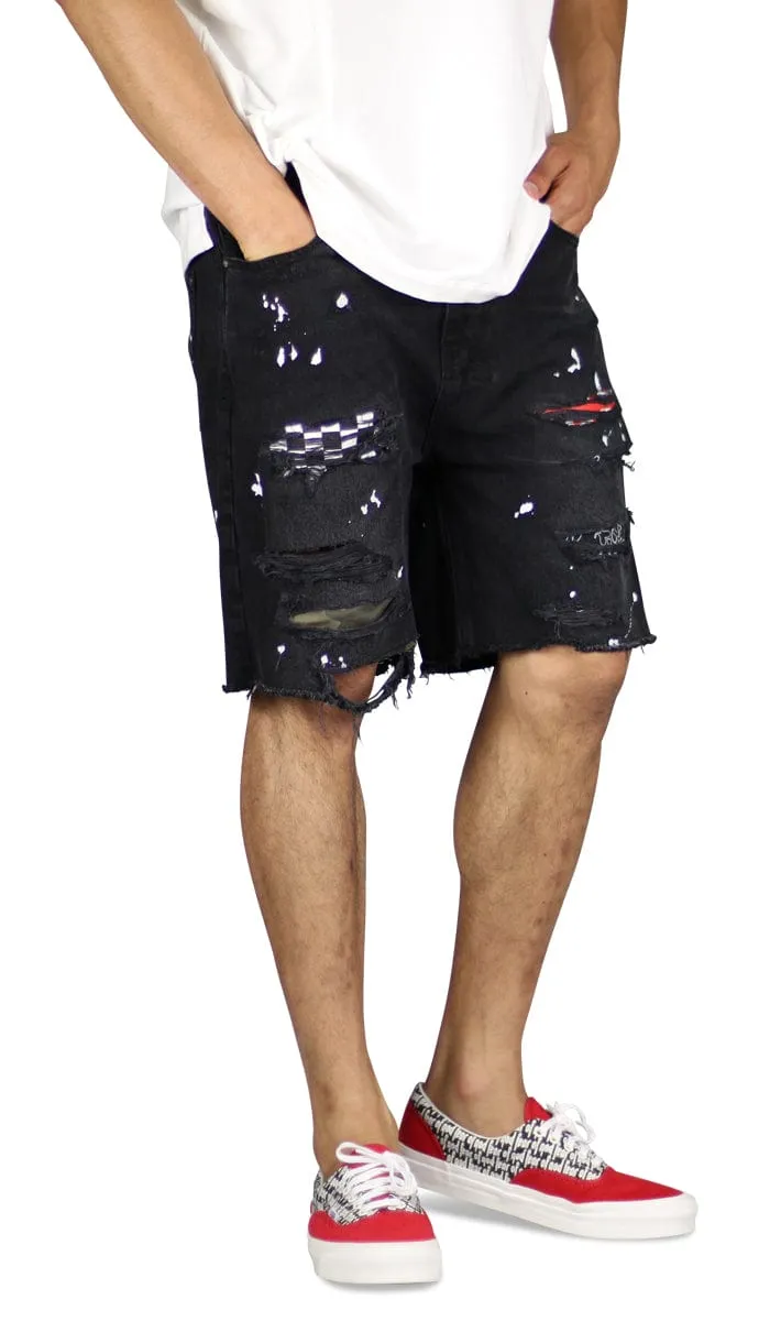 Black Patch Denim Shorts sold by Hyper Denim product image thumbnail 5