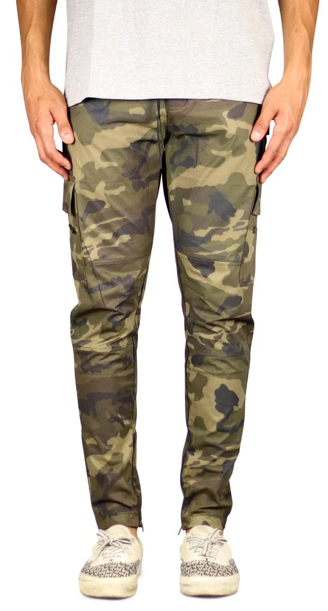 Olive Camo Cool Nylon Zipper Pants sold by Hyper Denim