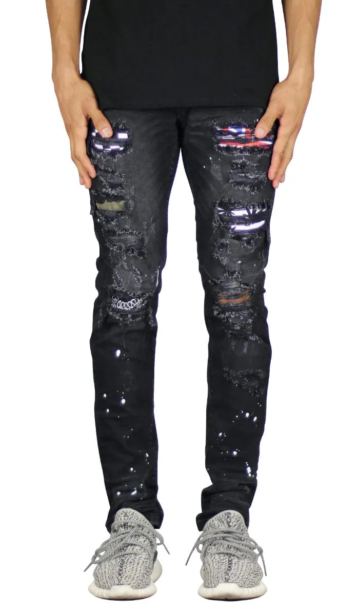 Black Patch Jeans sold by Hyper Denim