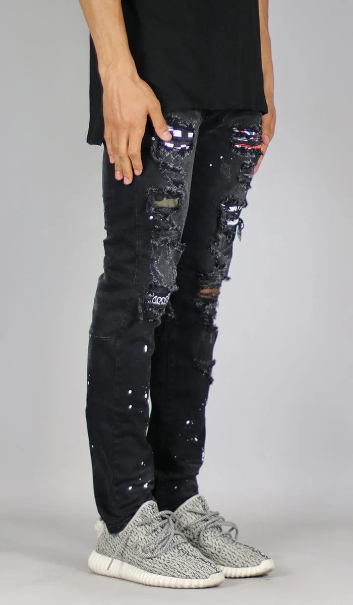 Black Patch Jeans sold by Hyper Denim product image thumbnail 2