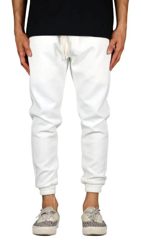 Cream White Neoprene Joggers sold by Hyper Denim