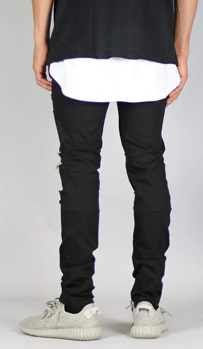 Black Shredded Zipper pants sold by Hyper Denim product image thumbnail 5