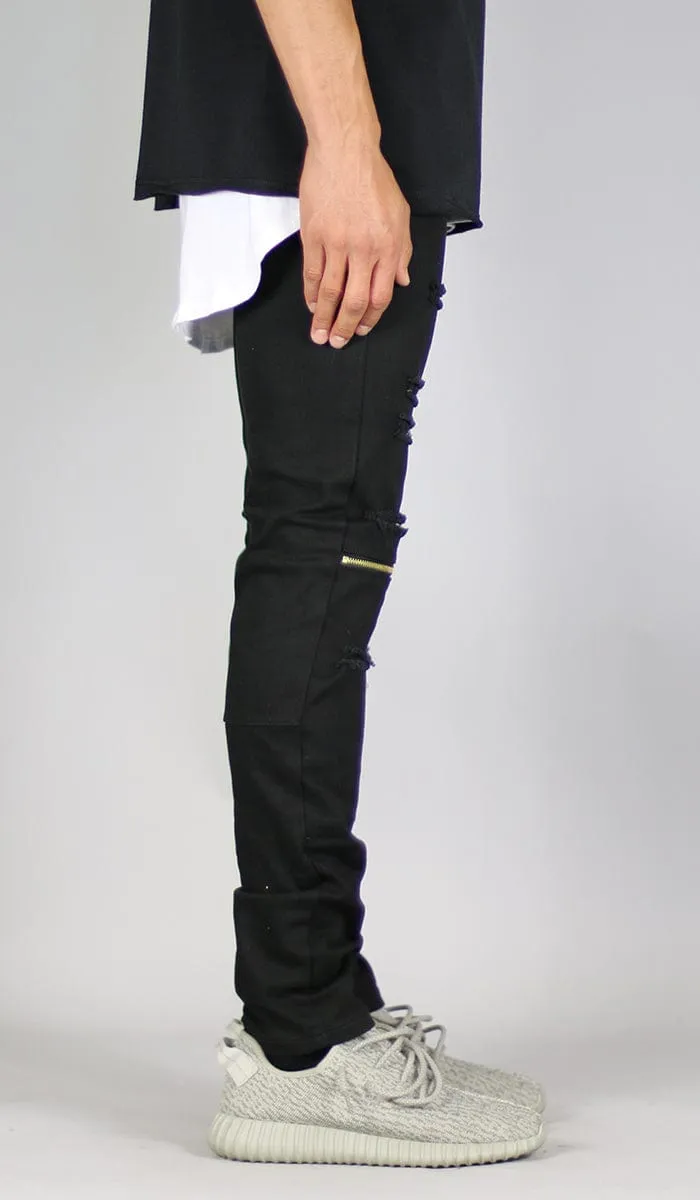 Black Shredded Zipper pants sold by Hyper Denim product image thumbnail 3
