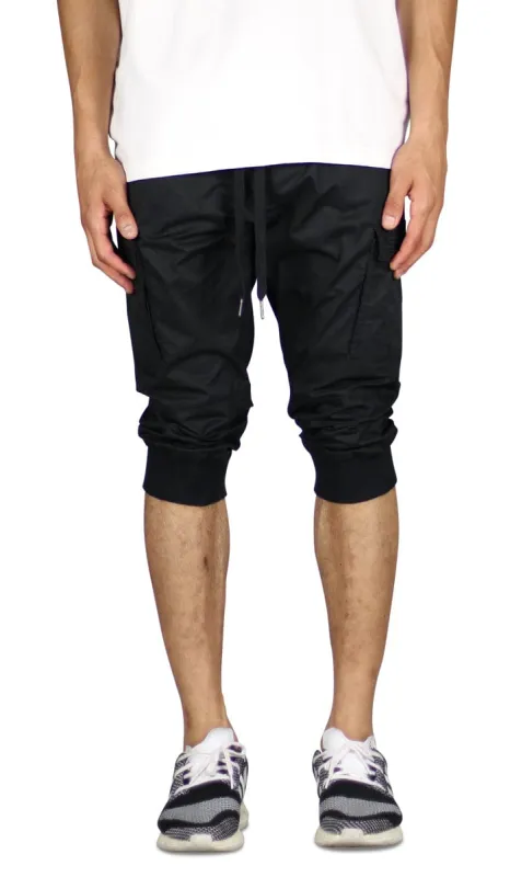 Black Cargo Jogger Shorts sold by Hyper Denim