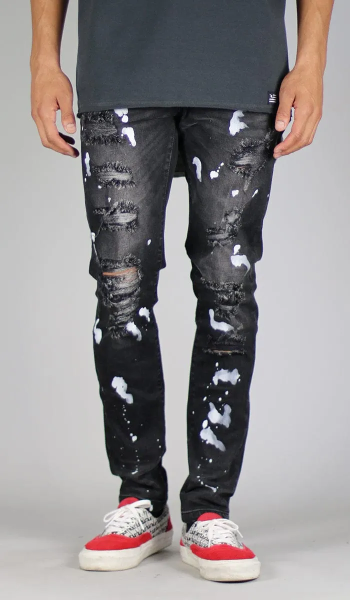 Black Rag Splatter Jeans sold by Hyper Denim product image thumbnail 4