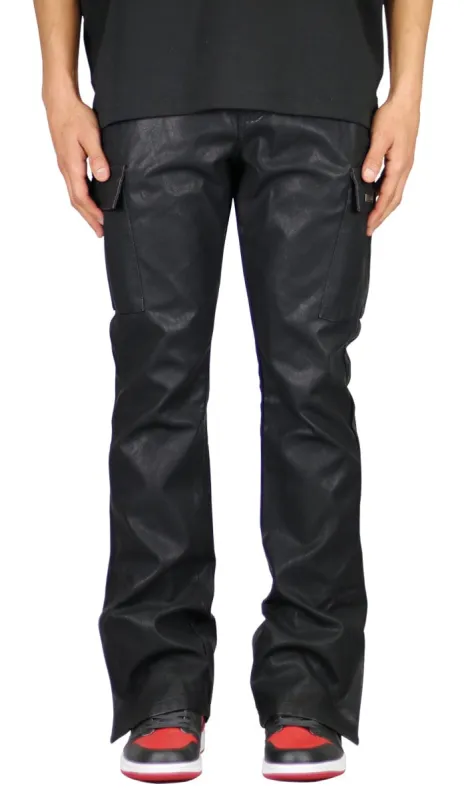 Leather Flare Cargo Pants sold by Hyper Denim
