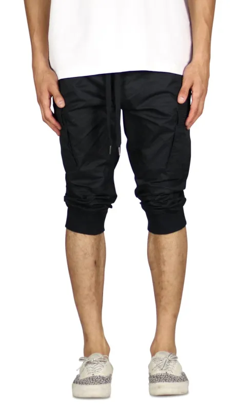 Black Cargo Jogger Shorts sold by Hyper Denim