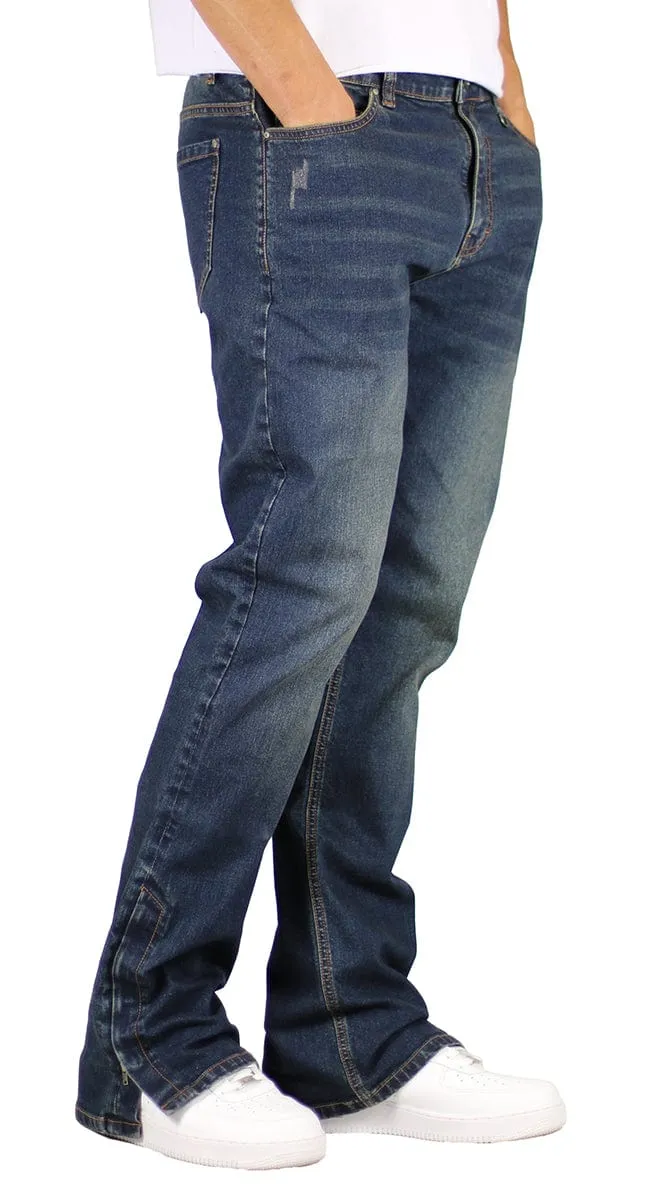 Dark Blue Flare Zipper Jeans sold by Hyper Denim product image thumbnail 4